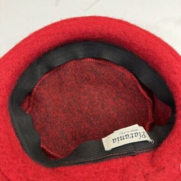 Platania Italy Ladies Red‎ Wool Felt Cloche Hat Vintage Big Flower Downton Abbey main image 8